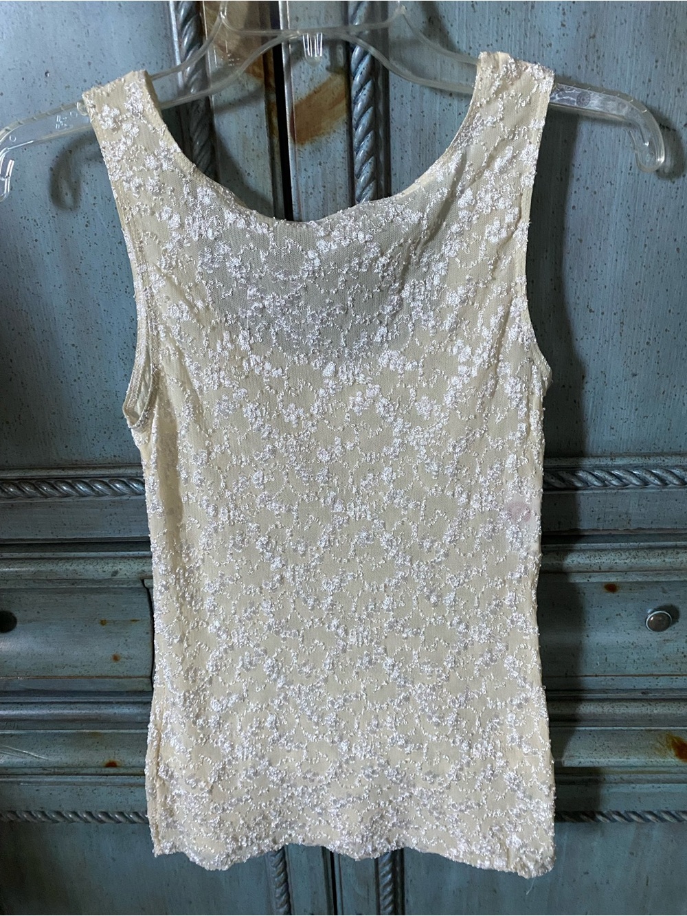 G Wheels Shimmery Ivory Sequin Tank